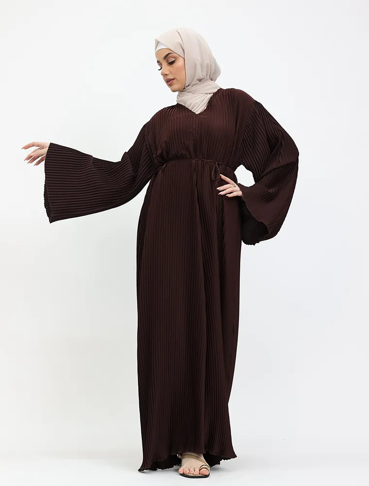 Chocolate Pleated Abaya